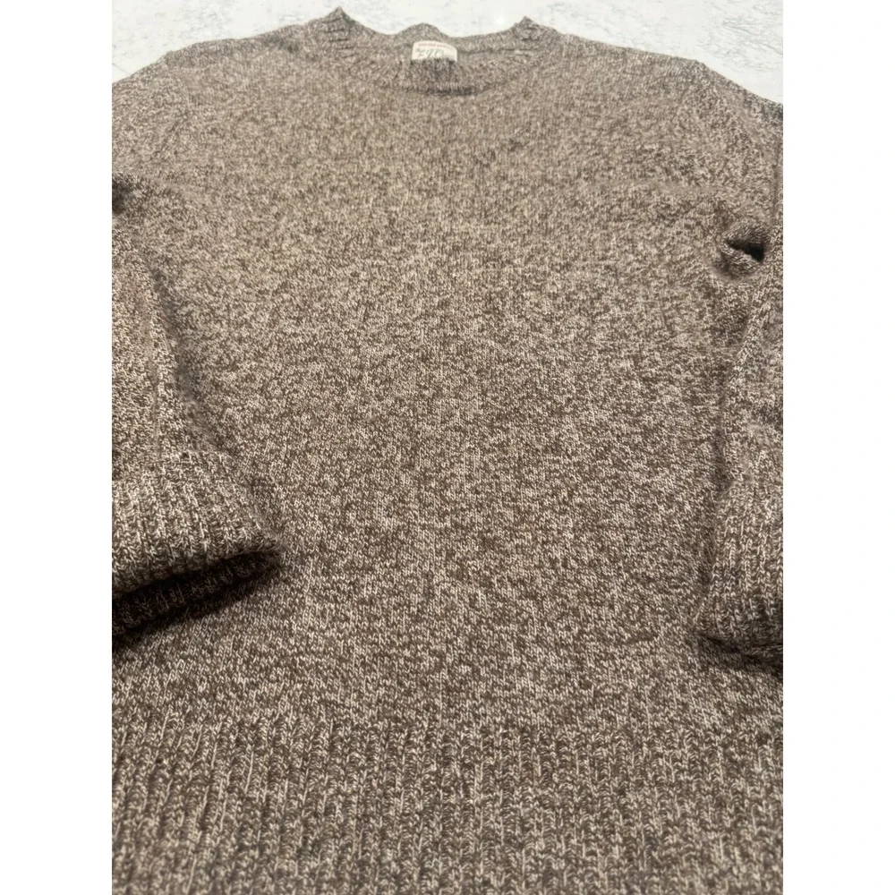 J.Crew Rugged Merino Wool Blend Marled Crewneck Sweater Mens Medium Brown Knit